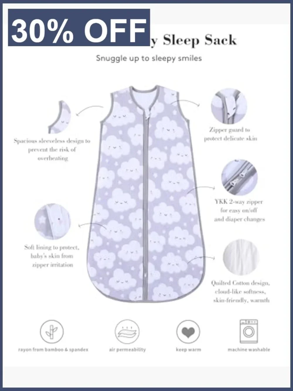 Toddler Sleep Sack 2-4T 1.0 TOG Wearable Blanket Two-Way Zipper